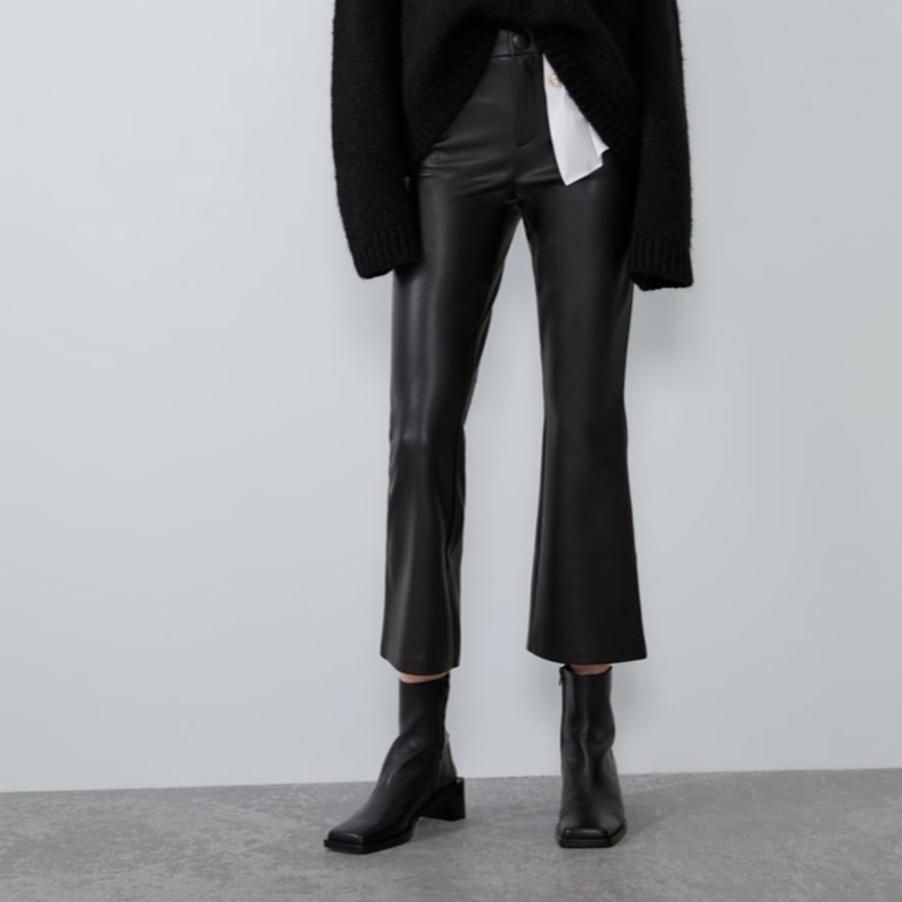Flared leather pants